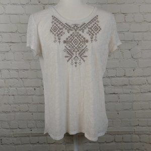 Miss Me White High Low Short Sleeve Women Top M